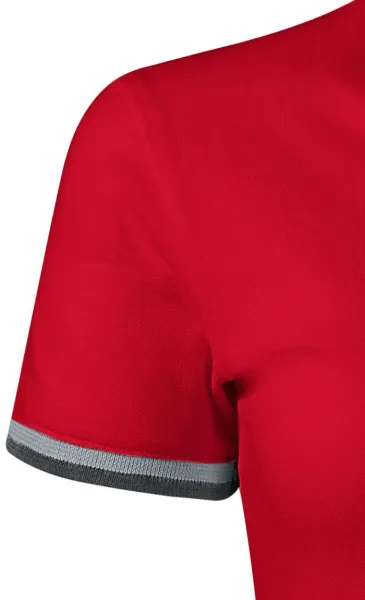 Ženska haljina s ovratnikom gore - Kratki rukavi s kontrastnim prugama