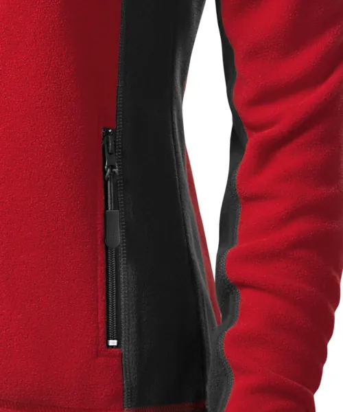 Ženska jakna od kontrasta od flisa - Praktični džepovi s patentnim zatvaračem