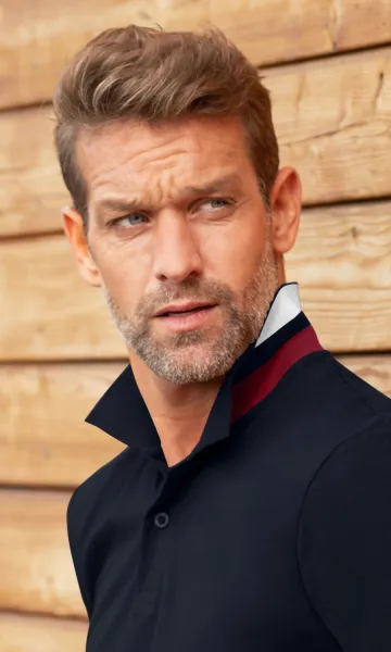 Muška polo majica s ovratnikom gore - Zakopčavanje s 2 gumba