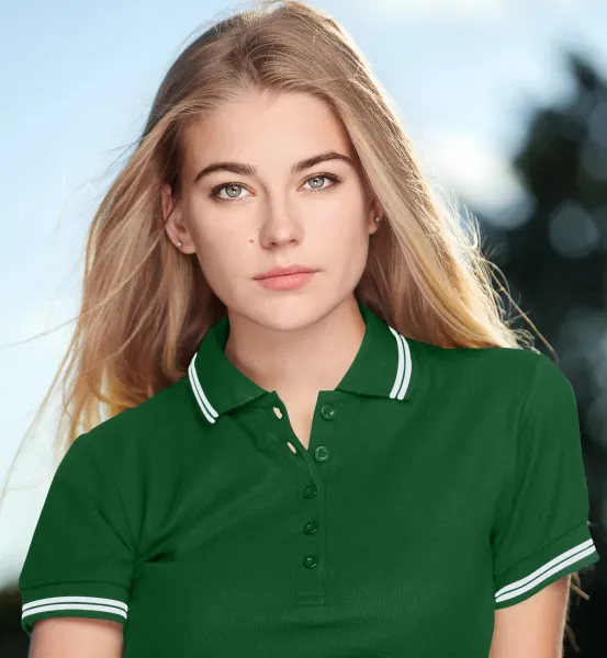 Ženska polo majica u kontrastu - Zakopčavanje s 5 gumba